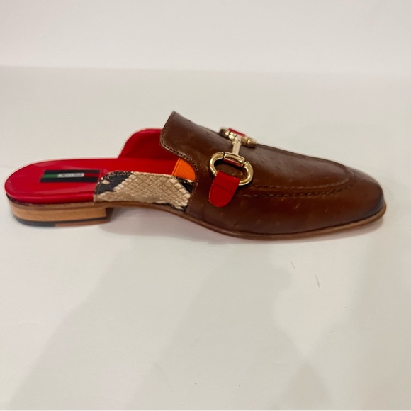 Parc Orion 1821 Genuine Leather Ostrich & Croc Mules 38/7.5 - Picture 4 of 17